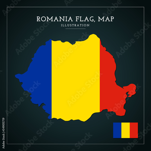 Romania Flag Map Vector Illustration