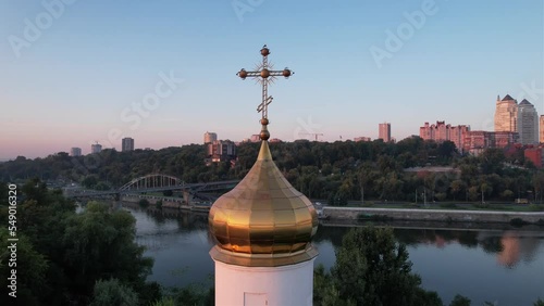 Dome of an Orthodox church on an island in Ukraine.