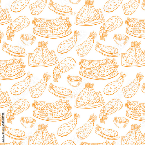 Spicy Shrimp tempura pattern, food vector