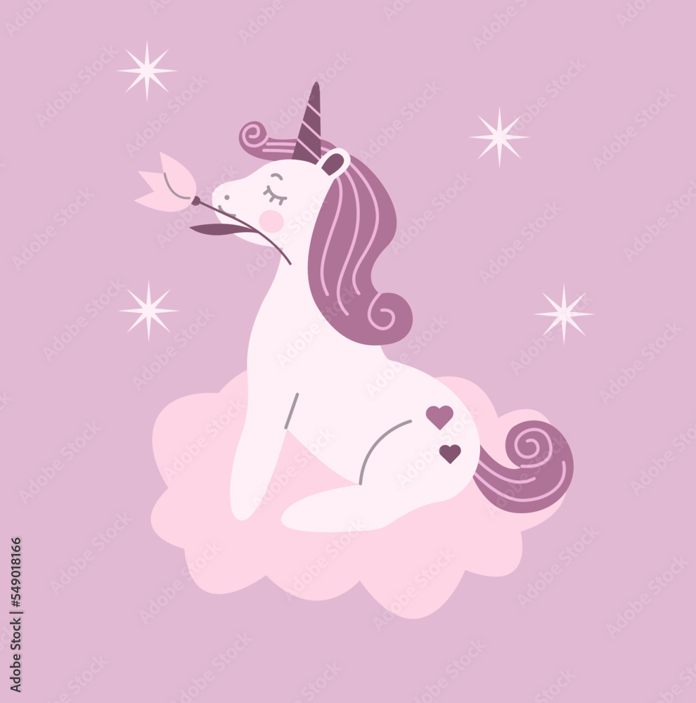Cute unicorn sitting on a cloud Cute unicorn sitting on a cloud