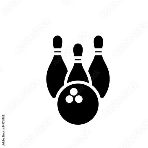 Bowling icon and pin bowling icon vector logo design template