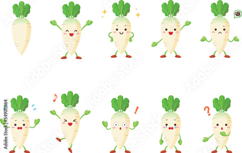 大根キャラクターイラストセット