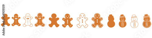 Print op canvas Christmas Gingerbread icon vector set