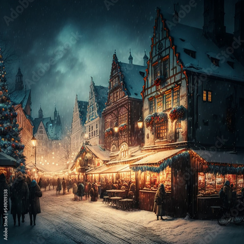 Christmas market in beautiful christmas village