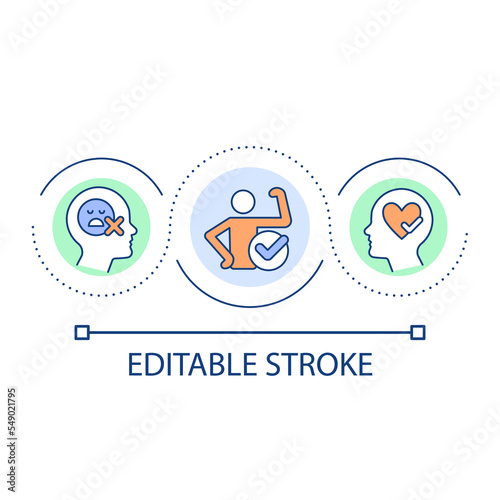 Silence inner critic loop concept icon. Overcome imposter syndrome. Boost self confidence abstract idea thin line illustration. Isolated outline drawing. Editable stroke. Arial font used