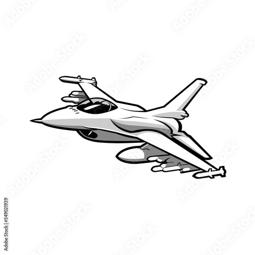 Fighter jet aircraft airborne vector isolated