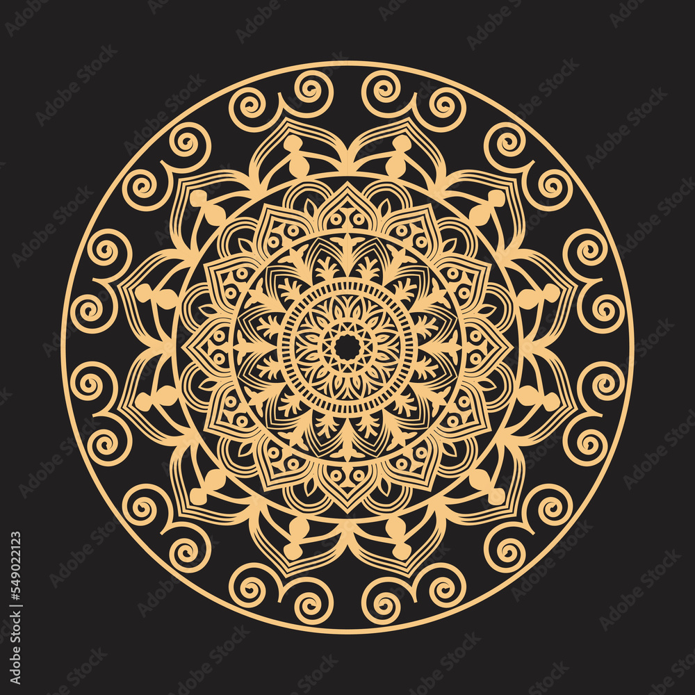 Mandala Design Decorative Pattern Decoration Snowflake on black
