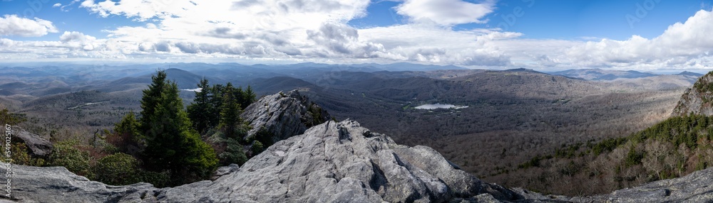 A panoramic view at the top of Grandfather Mountain in Pisgah National Forest, North Carolina A panoramic view at the top of Grandfather Mountain in Pisgah National Forest, North Carolina
