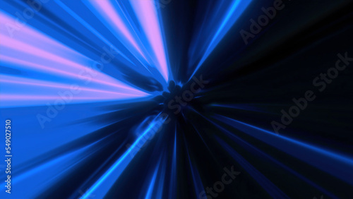 Abstract spinning blue and pink rays around one point in the screen center. Motion. Beautiful rotating colorful spreading rays.