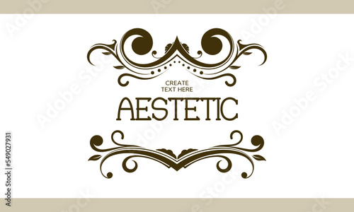 Vintage Floral Border Frame, Victorian Gothic Style Swirl Pattern Divider