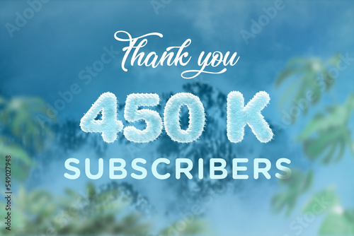 450 K  subscribers celebration greeting banner with frozen Design photo