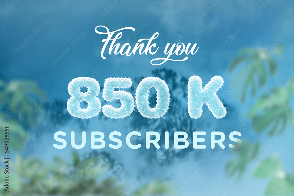 Fototapeta premium 850 K subscribers celebration greeting banner with frozen Design