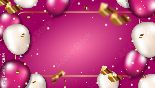 New Year celebration card with balloons and confetti for greetings and wishes