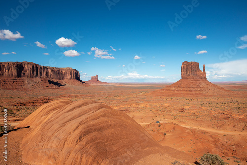 Sandstone cliffs in Monument Valley Navajo Tribal Park, USA.