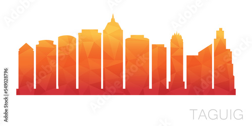 Taguig, Metro Manila, Philippines Low Poly Skyline Clip Art City Design. Geometric Polygon Graphic Horizon Icon. Vector Illustration Symbol.