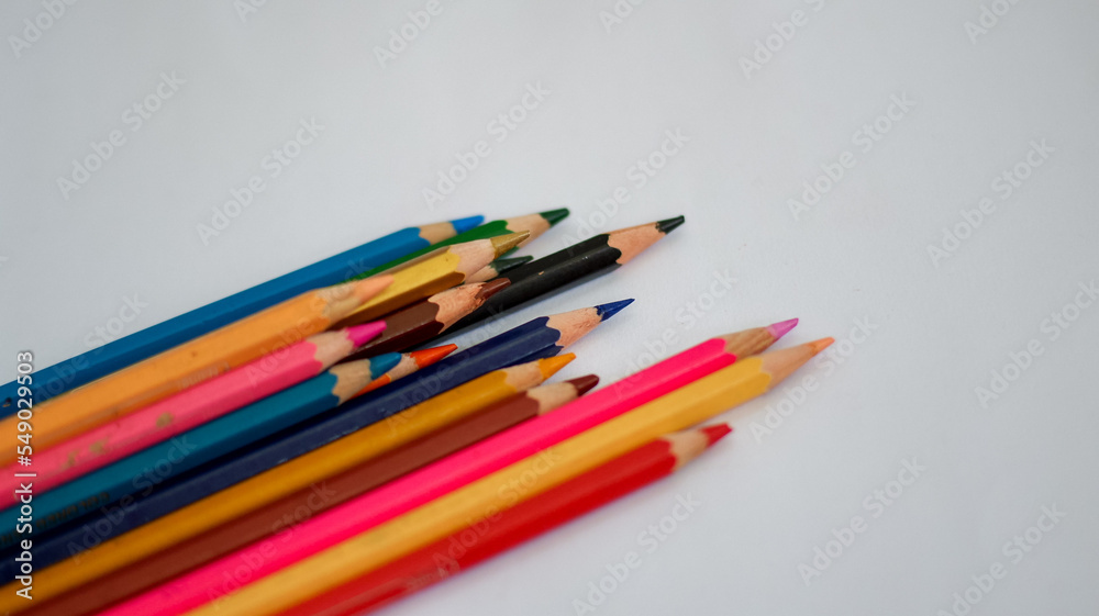 close up color pencil set, isolated on white background. close up color pencil set, isolated on white background.