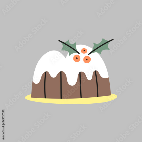 Doodle bundt cake with Christmas decor.