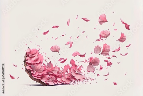 Falling Pink Sakura Petals Realistic Illustration photo