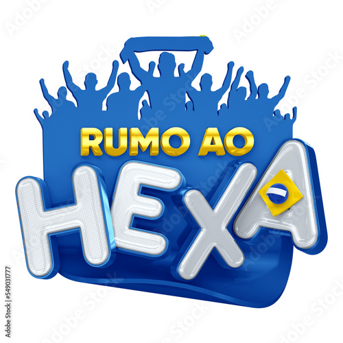 Logo 3d azul Rumo ao Hexa brasil