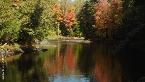 Ragged Falls Provincial Park and The Oxtongue River During Autumn in Canada
