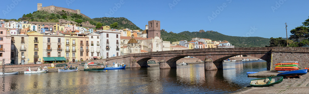 View at the village of Bosa on Sardinia, Italy