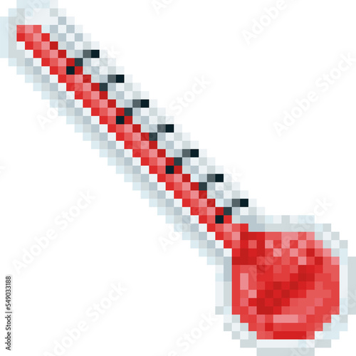 Hot Thermometer Pixel Art Icon