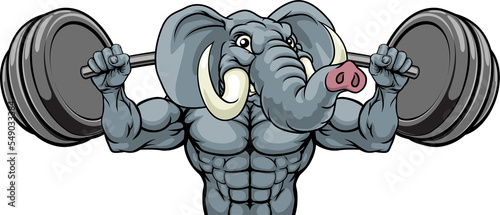 Elephant Mascot Weight Lift...