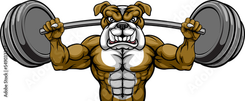Bulldog Mascot Weight Lifti...