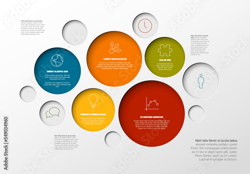 Vector Minimalist Infographic report template with circle spots