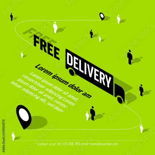 Free delivery shipping flyeradvertisement with car icon