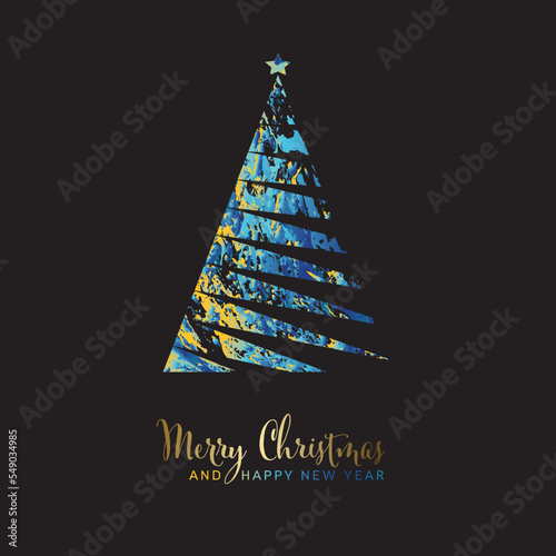 Modern trendy christmas card colorful striped triangle christmas tree