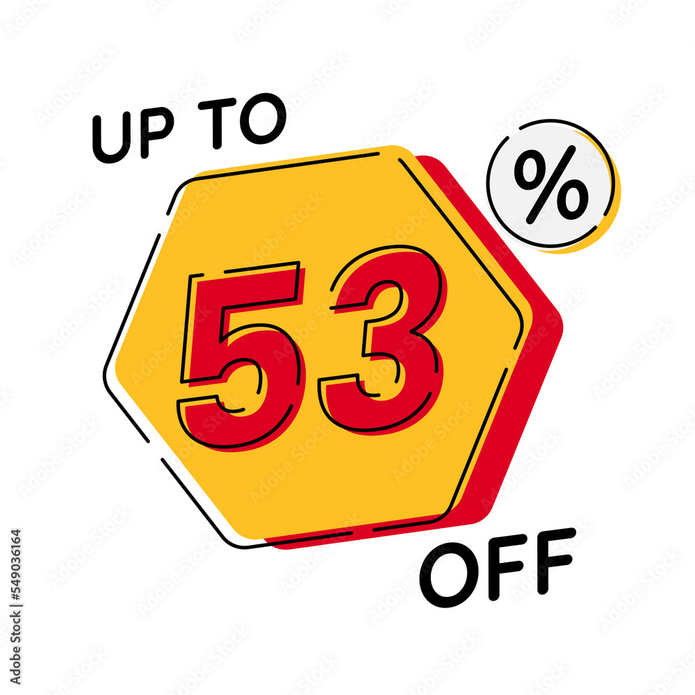 Vector of discount up to 53%, suitable for advertising content Vector of discount up to 53%, suitable for advertising content
