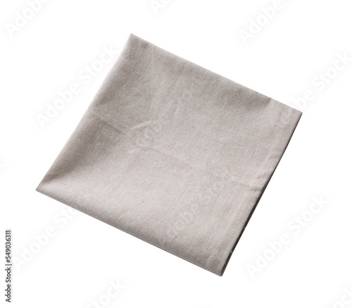 Kitchen towel isolated on white. Folded cloth.Food serving design element. Square napkin.