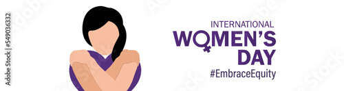 International Women's Day 2023, campaign theme: #EmbraceEquity. Women's Day vector illustration. Give equity a huge embrace. photo