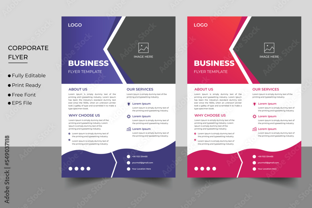Corporate business flyer and company vector template design