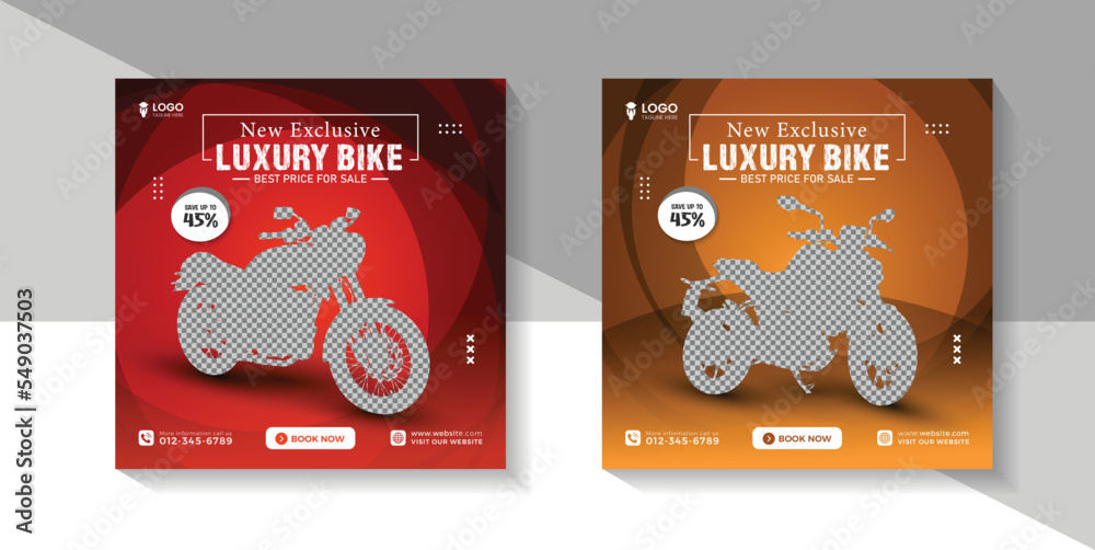 New Motorcycle sale Social media and Bike riding social media post and bike service template design