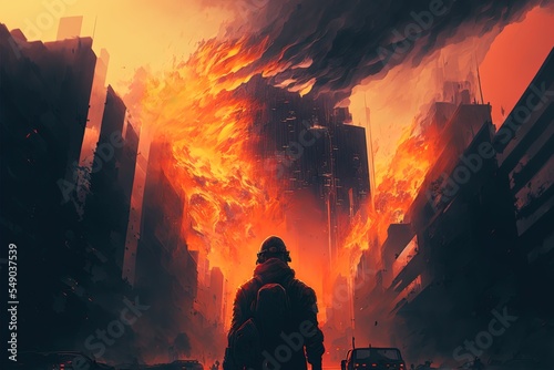City On Fire Concept Illustration