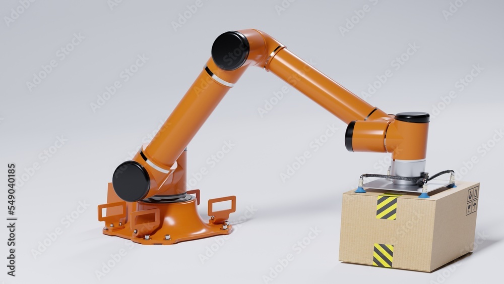 robotic arm lifting boxes