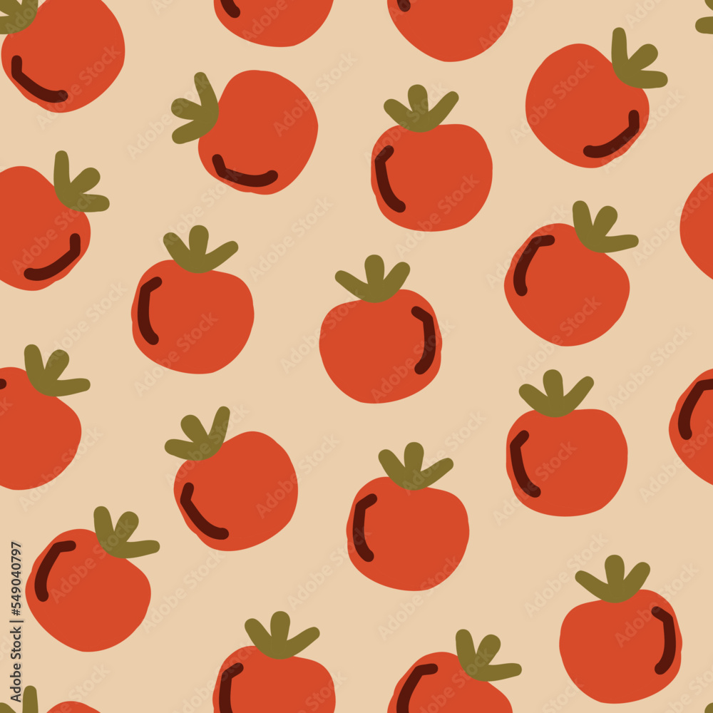 Vector tomato seamless pattern. Repeating background of tomato on a pink background. Vector illustration Vector tomato seamless pattern. Repeating background of tomato on a pink background. Vector illustration