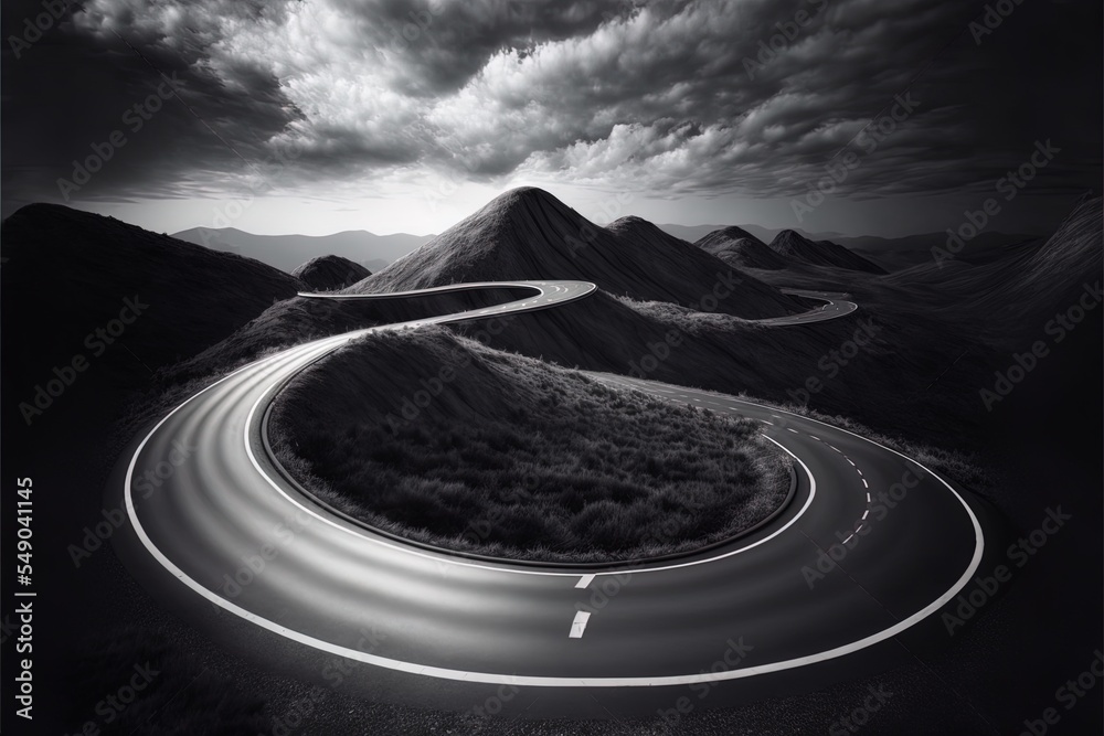 Curved Road Background With White Marking Stock Illustration Adobe Stock