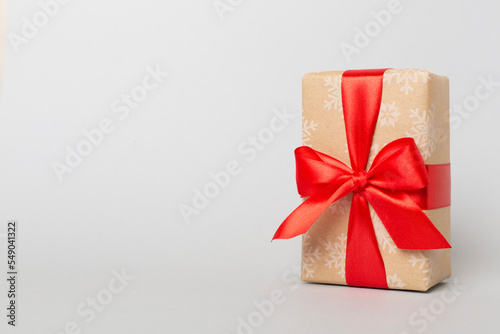 Gift box on color background