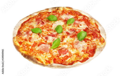 Pizza mit Schinken und Käse - Dünne Steinofenpizza Transparent PNG photo