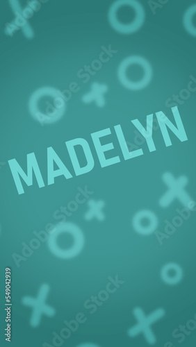 Teal Phone Wallpaper with Doodles and the name Madelyn photo