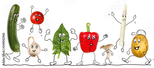 Fototapeta Naklejka Na Ścianę i Meble -  Biologic vegetable, comic 2, transparent background