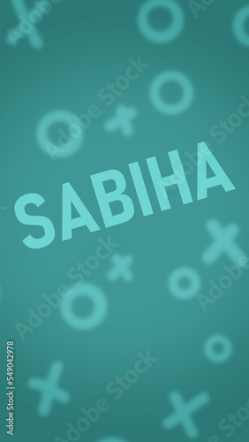 Teal Phone Wallpaper with Doodles and the name Sabiha photo