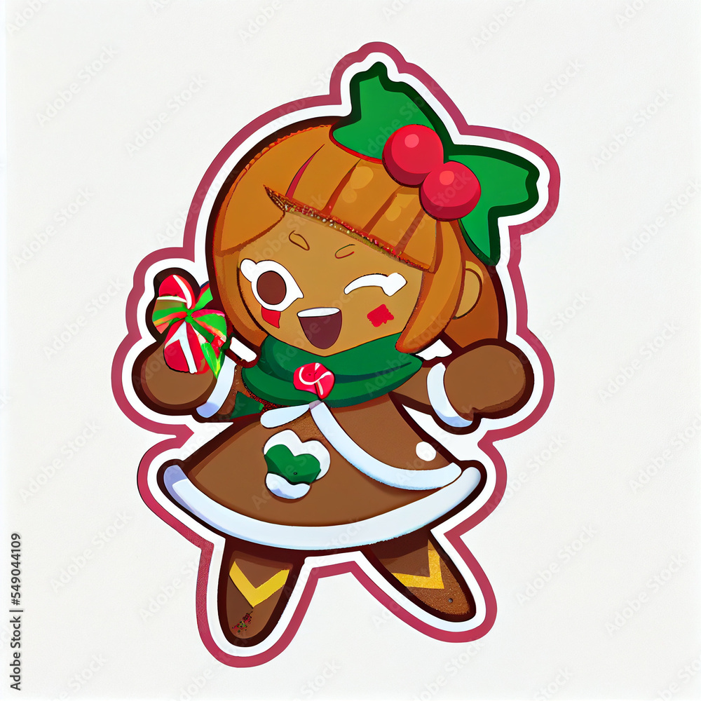 Naklejka premium cute gingerbread cookie christmas