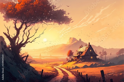 Beautiful Illustration Of Sunny Landscape