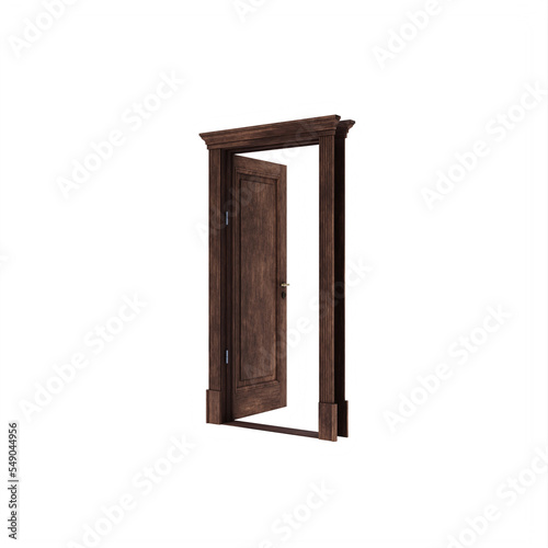 Wood Walnut Open Door isolated