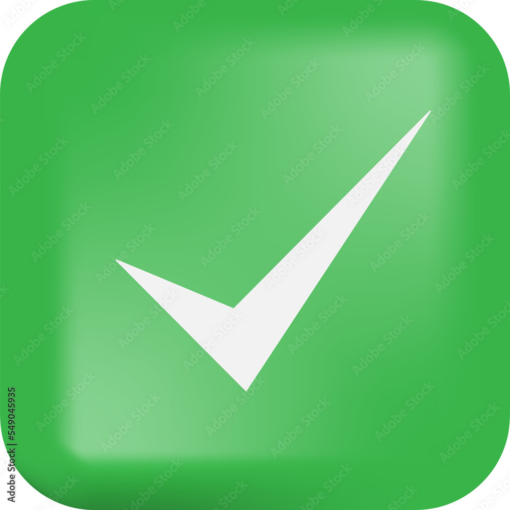 Check mark, approved icon on green button. Check mark, approved icon on green button.