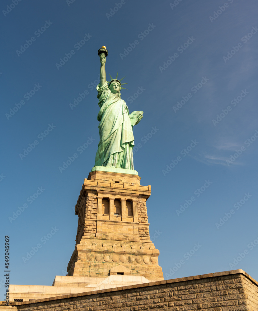Magnificent view the Statue of Liberty on the pedestal